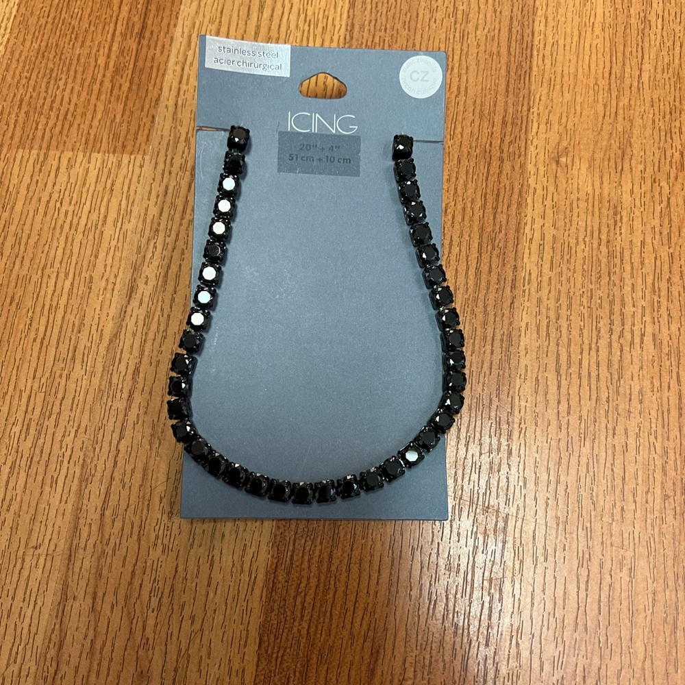 Icing stainless steel cubic zirconia necklace
